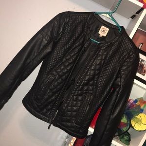 Black leather motor cycle jacket